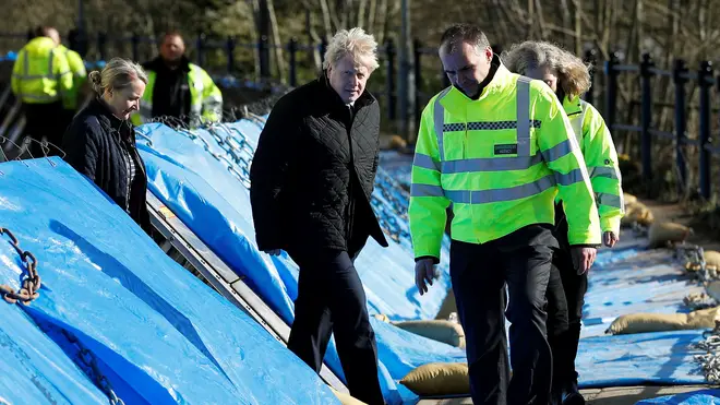 The Prime Minister was taken to see defences which protected the town of Bewdley from flooding