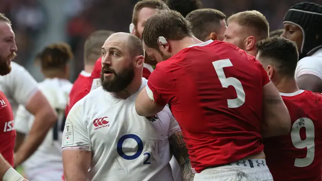 Joe Marler (L) grabbed Alun Wyn Jones (R) by the genitals during the game