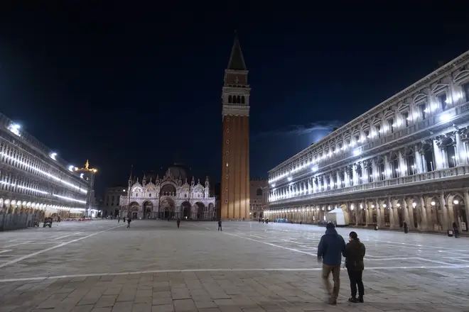St Mark's Square in Venice is deserted as people try to avoid catching coronavirus