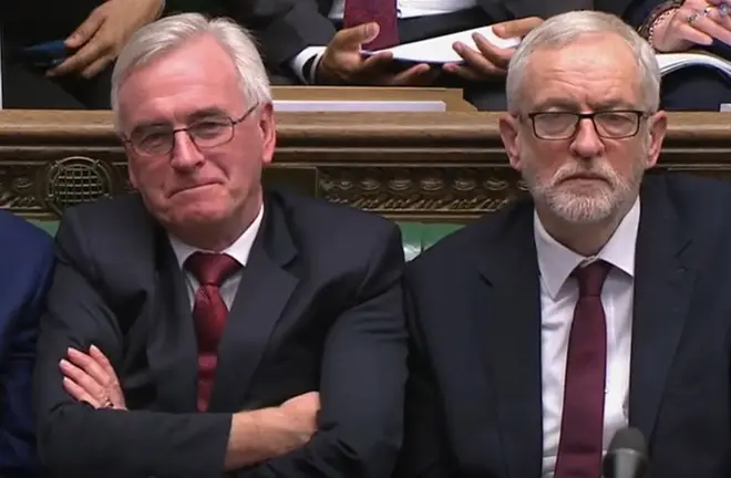 Shadow Chancellor John McDonnell and Jeremy Corbyn listen to Chancellor Rishi Sunak's Budget