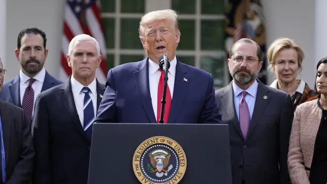 Mr Trump spoke from the White House Rose Garden