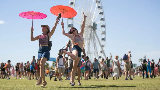 Festival goers walk the grounds at the Coachella Valley Music and Arts Festival