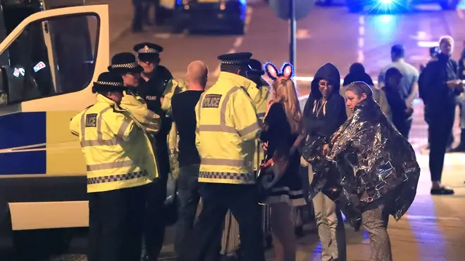 Manchester Arena after the terror attack at an Ariana Grande concert
