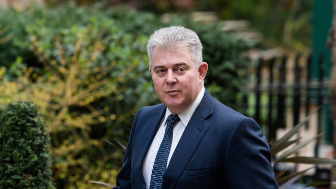 Northern Ireland Secretary Brandon Lewis leaves Downing Street following a cabinet meeting on March 17