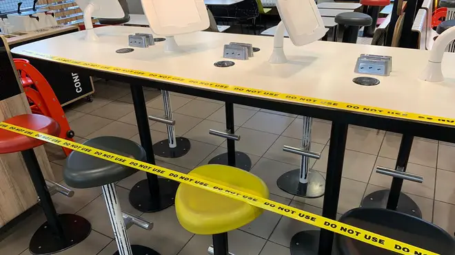 McDonalds stores have shut down their seating areas across the UK