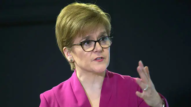 First Minister Nicola Sturgeon holding a media briefing at St Andrew's House in Edinburgh