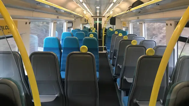 Coronavirus and essential travel rules mean a near empty train in London