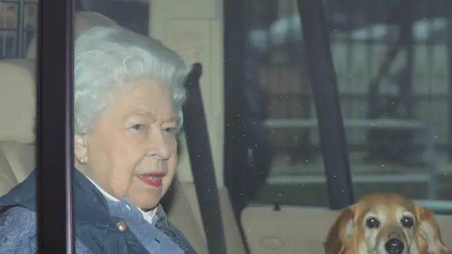 The Queen was pictured with one of her dogs
