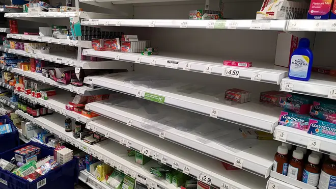 Many supermarket shelves have been empty
