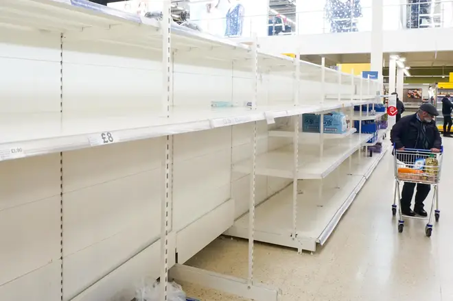 Shelves across the UK have been ransacked after people were urged to stay home