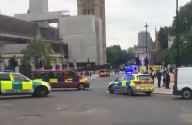 A huge police presence in Westminster