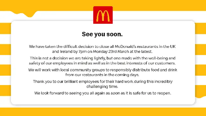 McDonalds is closing all stores in the UK and Ireland