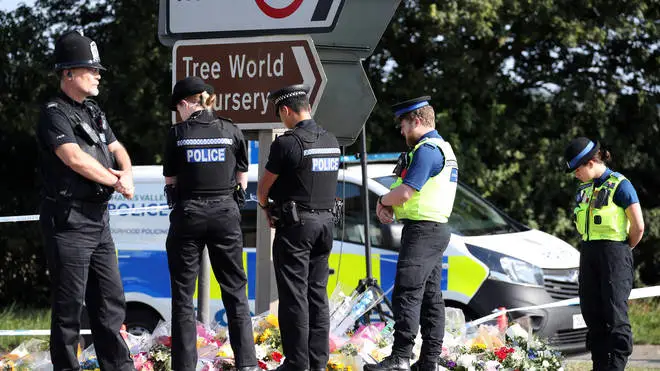Pc Andrew Harper's colleagues paid their respects at the scene