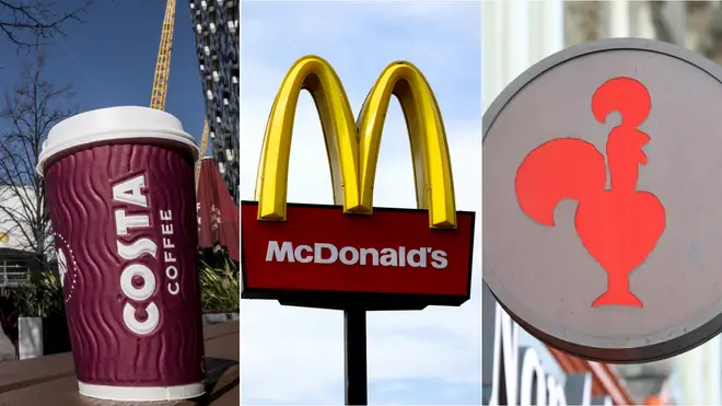 Costa Coffee, McDonald's and Nando's have all announced temporary closures