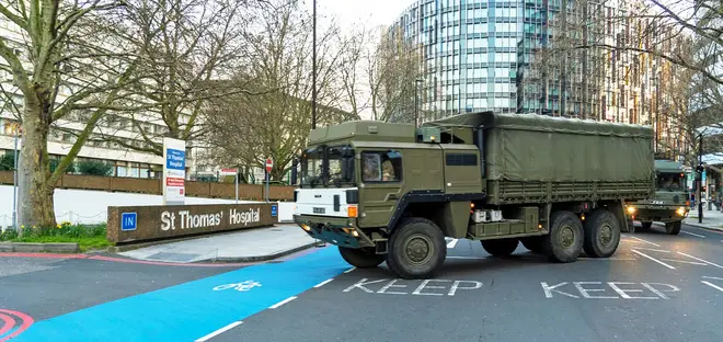 The Army delivered protective equipment to St Thomas's Hospital in central London earlier today