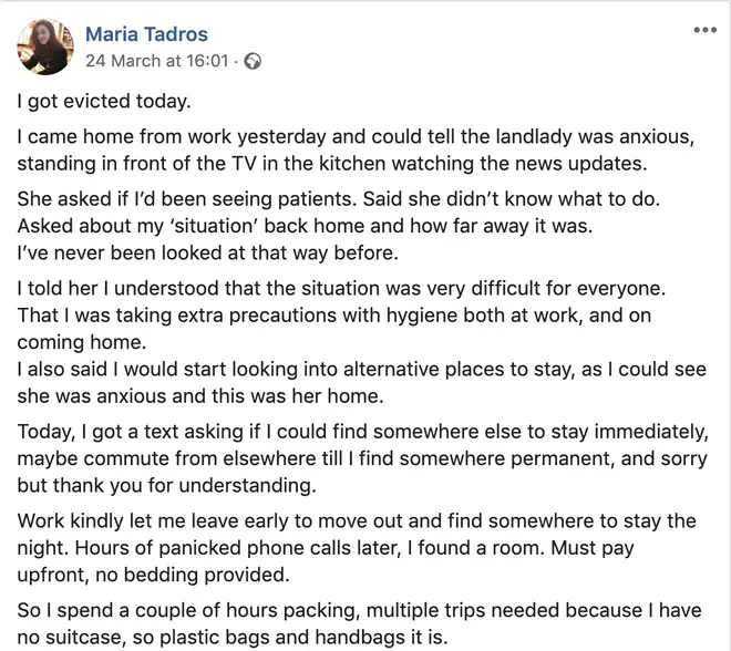 Maria Tadros was told to leave by her landlord