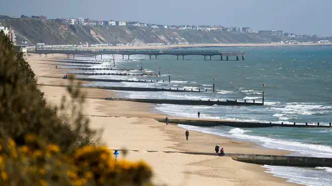 Bournemouth beach was deserted despite the warm weather