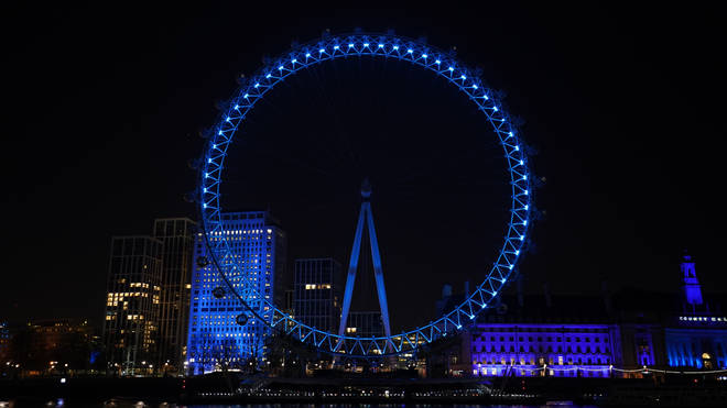 Notable buildings were lit up in blue for the salute as part of the #lightitblue campaign