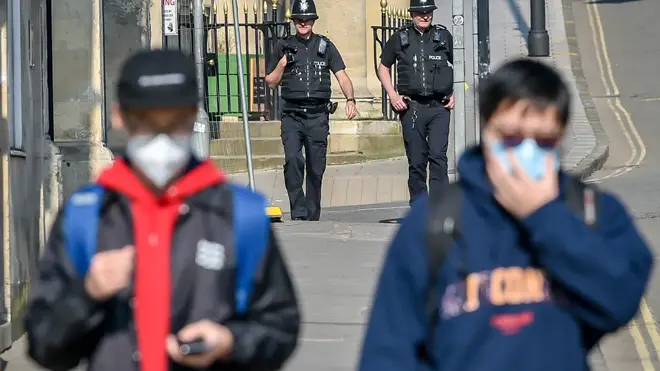 Police enforcing the UK's coronavirus lockdown