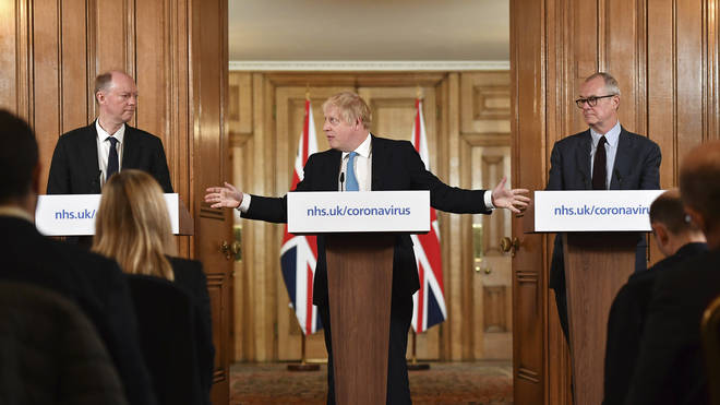 Prof Whitty (L) and Sir Patrick (R) have stood alongside Boris