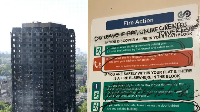 The fire instructions in the building next to Grenfell Tower