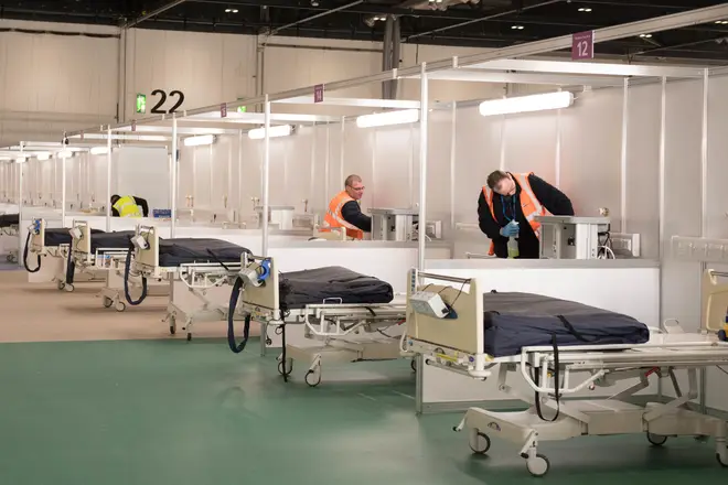 The ExCel centre in east London is being made into the temporary NHS Nightingale hospital