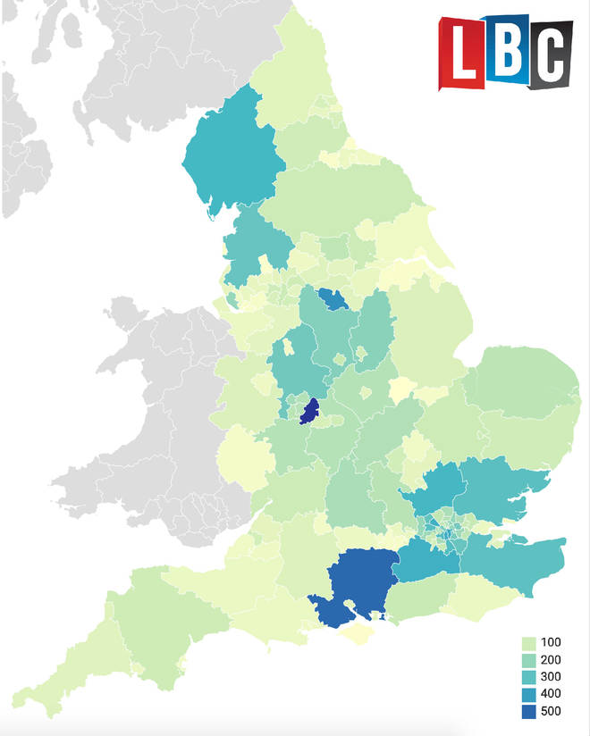 Where are the hotspots of coronavirus in England?