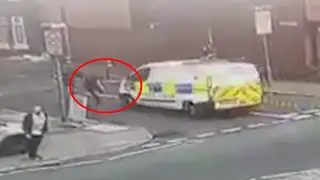 Policeman Hit By His OWN Van During Chase