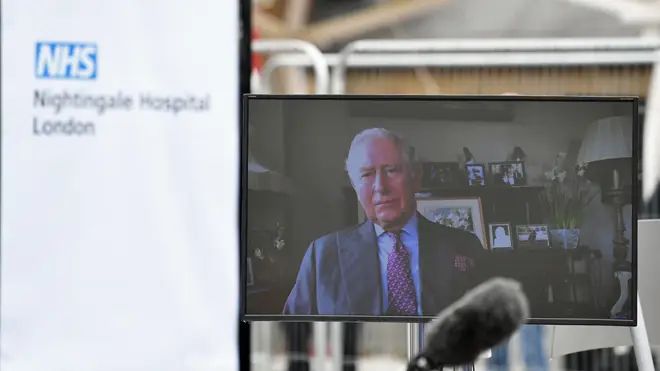 Prince Charles delivered a video message as he opened the 4,000 bed coronavirus hospital