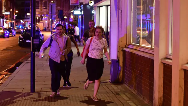 Londoners run away from the London Bridge terror attack