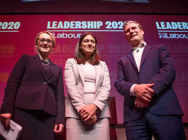 (left to right) Labour leadership candidates Rebecca Long-Bailey, Lisa Nandy and Sir Kier Starmer