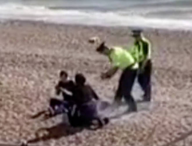Police on Hove beach have put out one BBQ