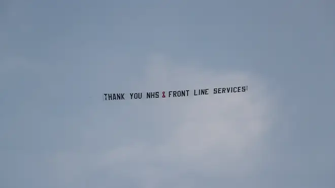In Liverpool, a plane was flown over the city bearing a sign thanking key workers