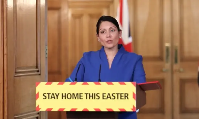 Home Secretary Priti Patel was leading her first daily press briefing