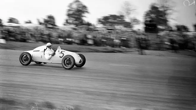 Sir Stirling Moss in action in a Cooper