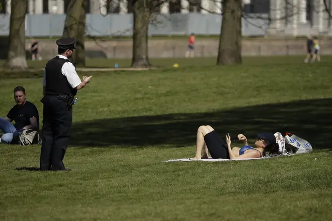 Police have been stopping people sunbathing