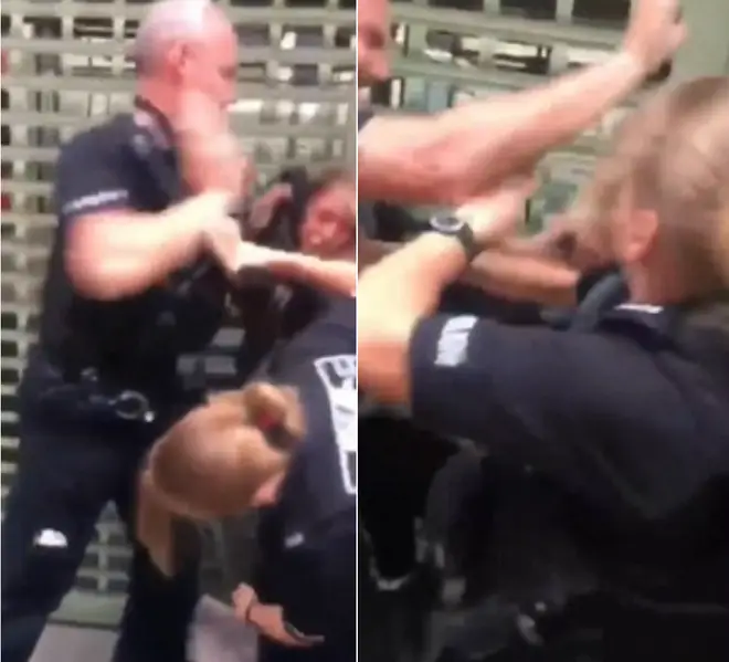 A passerby filmed this video of a police officers slapping a 14-year-old girl