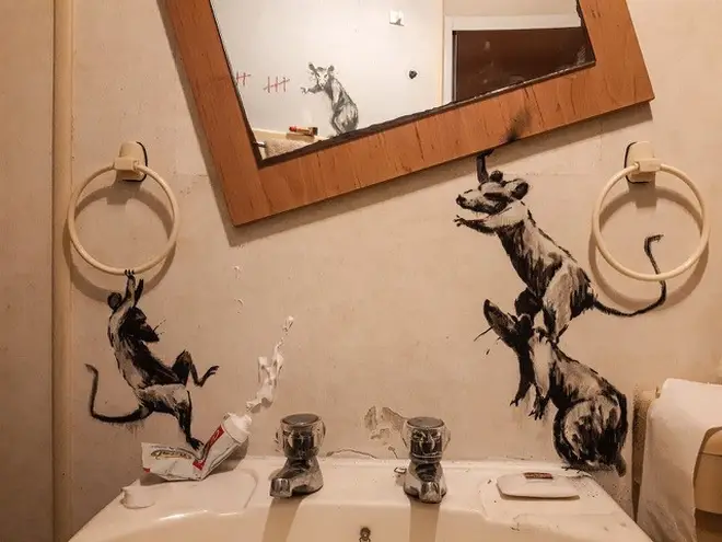 Banksy has released his latest work ... from his bathroom