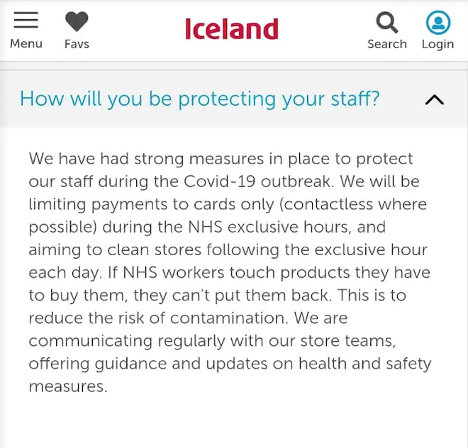The policy is listed on the store's website