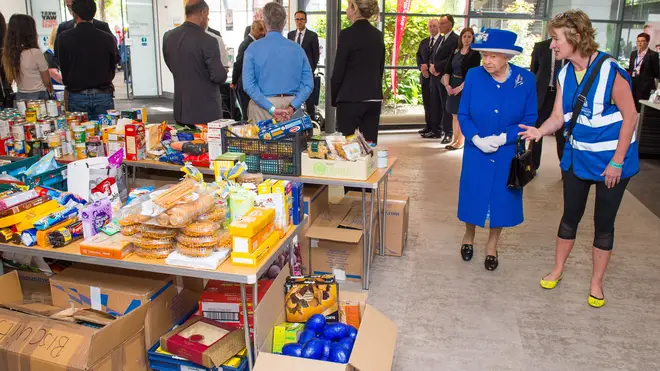 The Queen visiting a relief centre