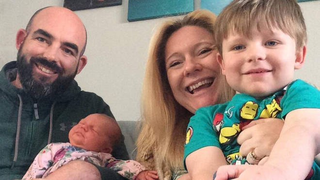 PC Joe Burrows with Baby Georgiana, his wife Gemma and son Leo