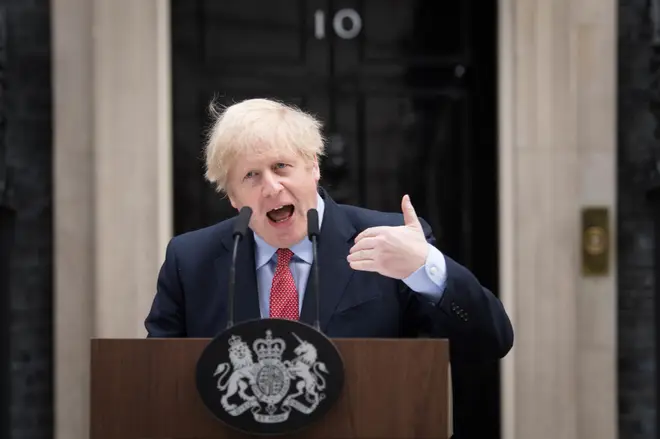 Boris Johnson made a statement outside No 10 after being unwell with coronavirus for two weeks