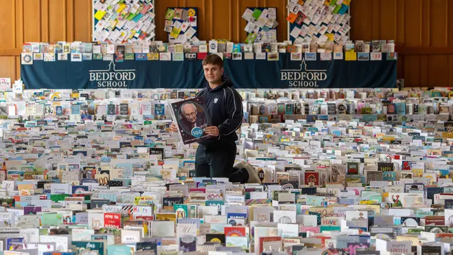Bedford School, attended by Capt Moore’s grandson Benjie Ingram-Moore, has been flooded with mountains of birthday cards