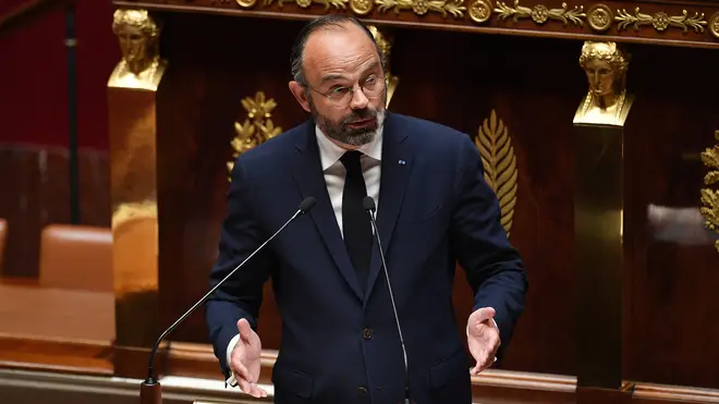 Prime Minister Edouard Philippe makes a statement to present his plan to exit from the lockdown situation at the National Assembly in Paris