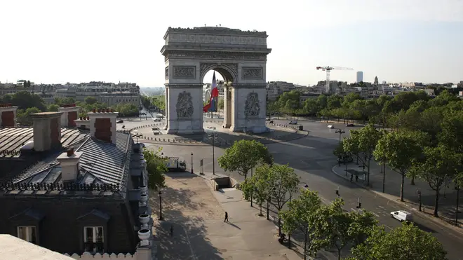 The normally packed Arc de Triomphe is deserted