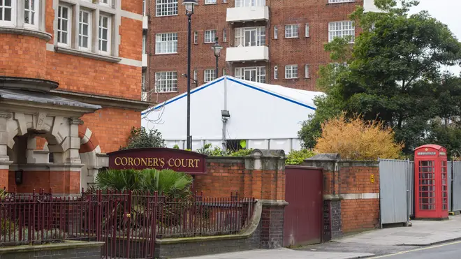 File photo: A temporary structure is built in the grounds of Westminster Coroners Court, to expand the mortuary's capacity during the Coronavirus outbreak