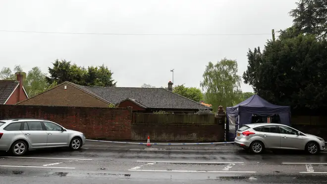 The crime scene in Godstone, Surrey