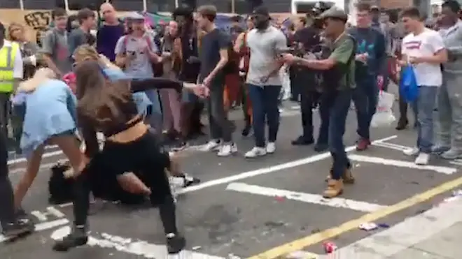 A fight was filmed at Notting Hill Carnival on Monday