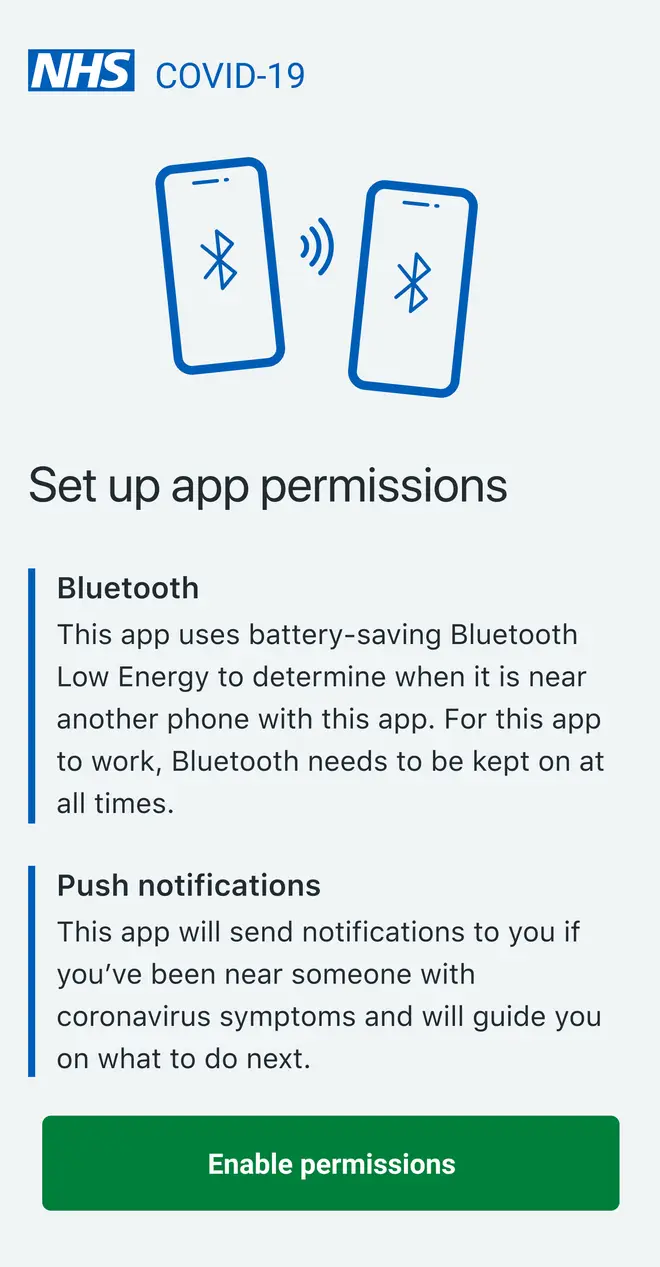 The app uses Bluetooth to trace contact between people