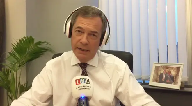 Nigel Farage was broadcasting from his office at the EU Parliament